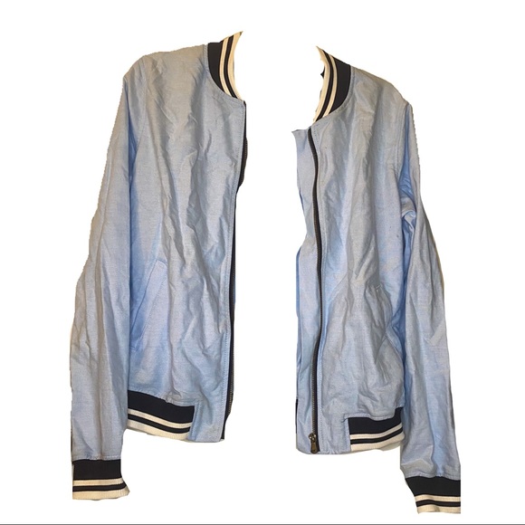 Blue Cotton Varsity Jacket - SIZE Medium - Merona - Picture 1 of 3